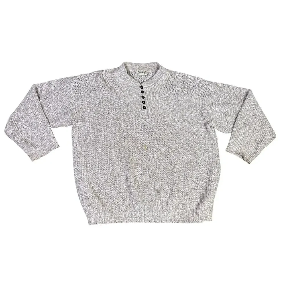 Eddie Bauer Vintage Cotton Pullover Creamy Crewneck Knit Sweater US Mens XL Tall - Picture 1 of 9